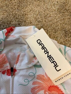 Garneau NWT, Women's Floral Cycling Jersey in White & Coral, medium